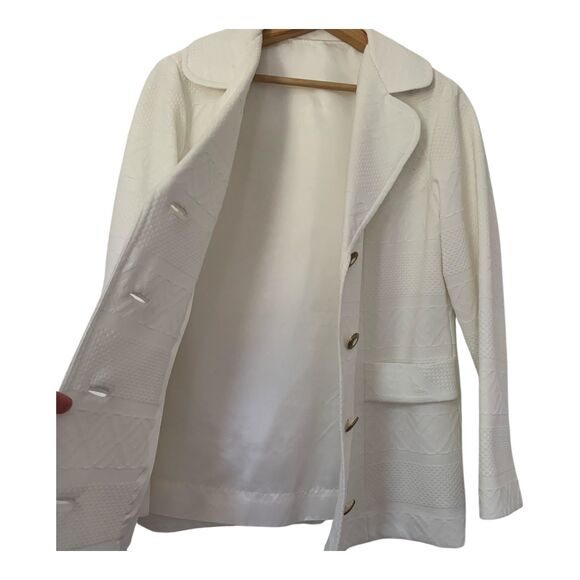 Vintage 70s 3 Piece Suit Women's SZ 12 Winter White Polyester Jacket Skirt Pants - Picture 6 of 16